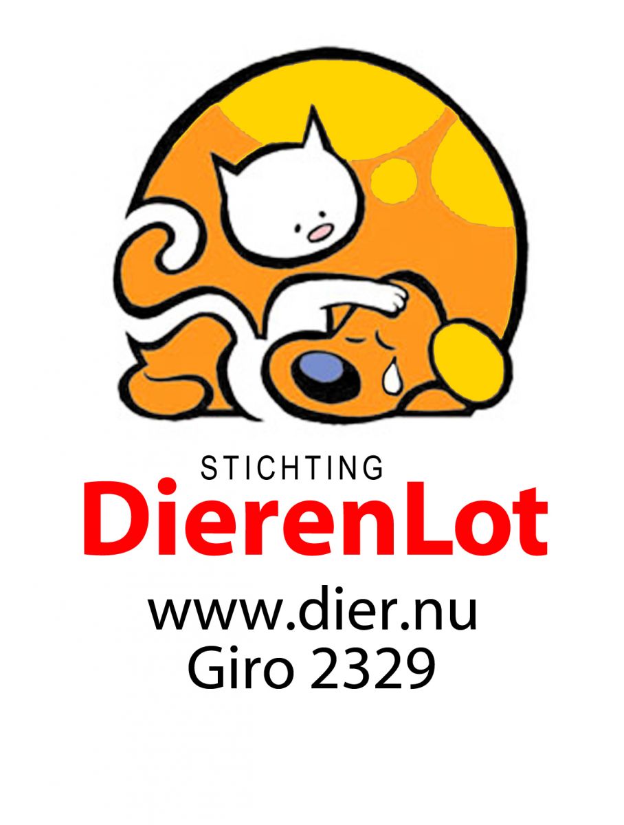 full-color logo van Stichting DierenLot met website en gironummer