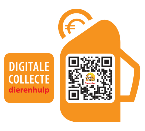 Logo Digitale Collecte Dierenhulp met in het midden QR code